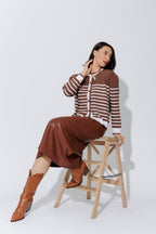 Taupe/Ivory Knit Cardi S