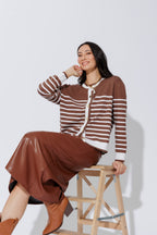 Taupe/Ivory Knit Cardi S
