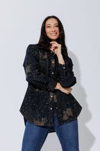 Navy/Taupe Animal Denim Shacket