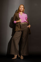 Brown Check Pintuck Culotte Brown Check