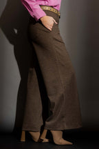 Brown Check Pintuck Culotte Brown Check