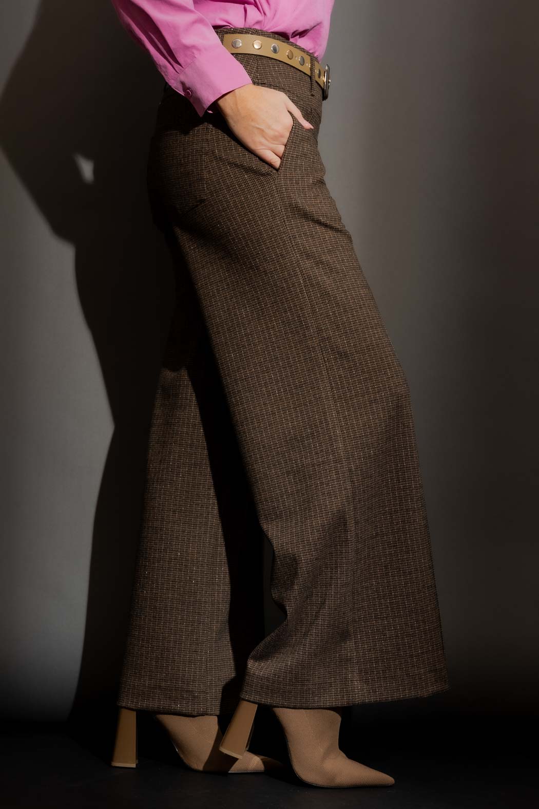 Brown Check Pintuck Culotte Brown Check