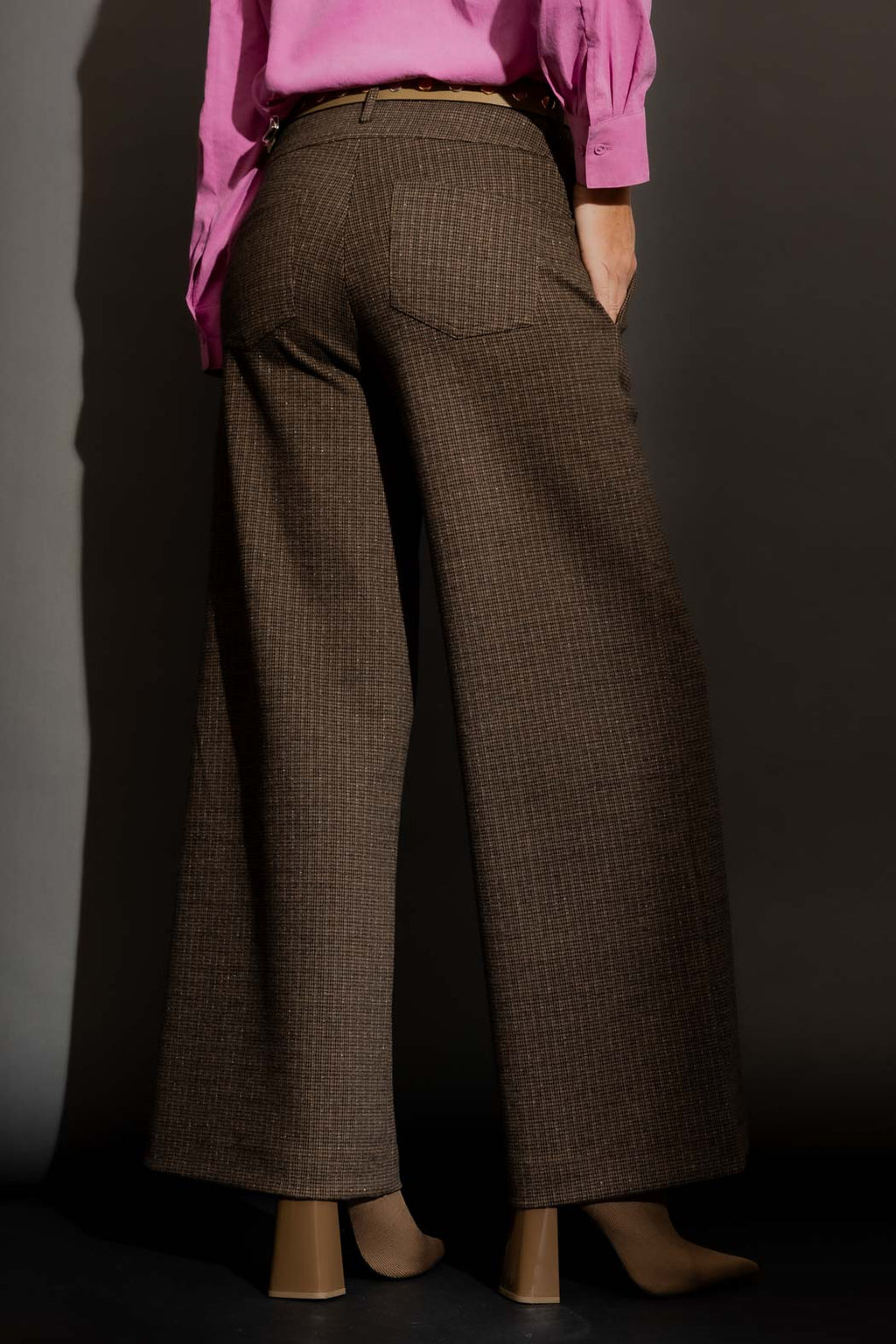 Brown Check Pintuck Culotte Brown Check
