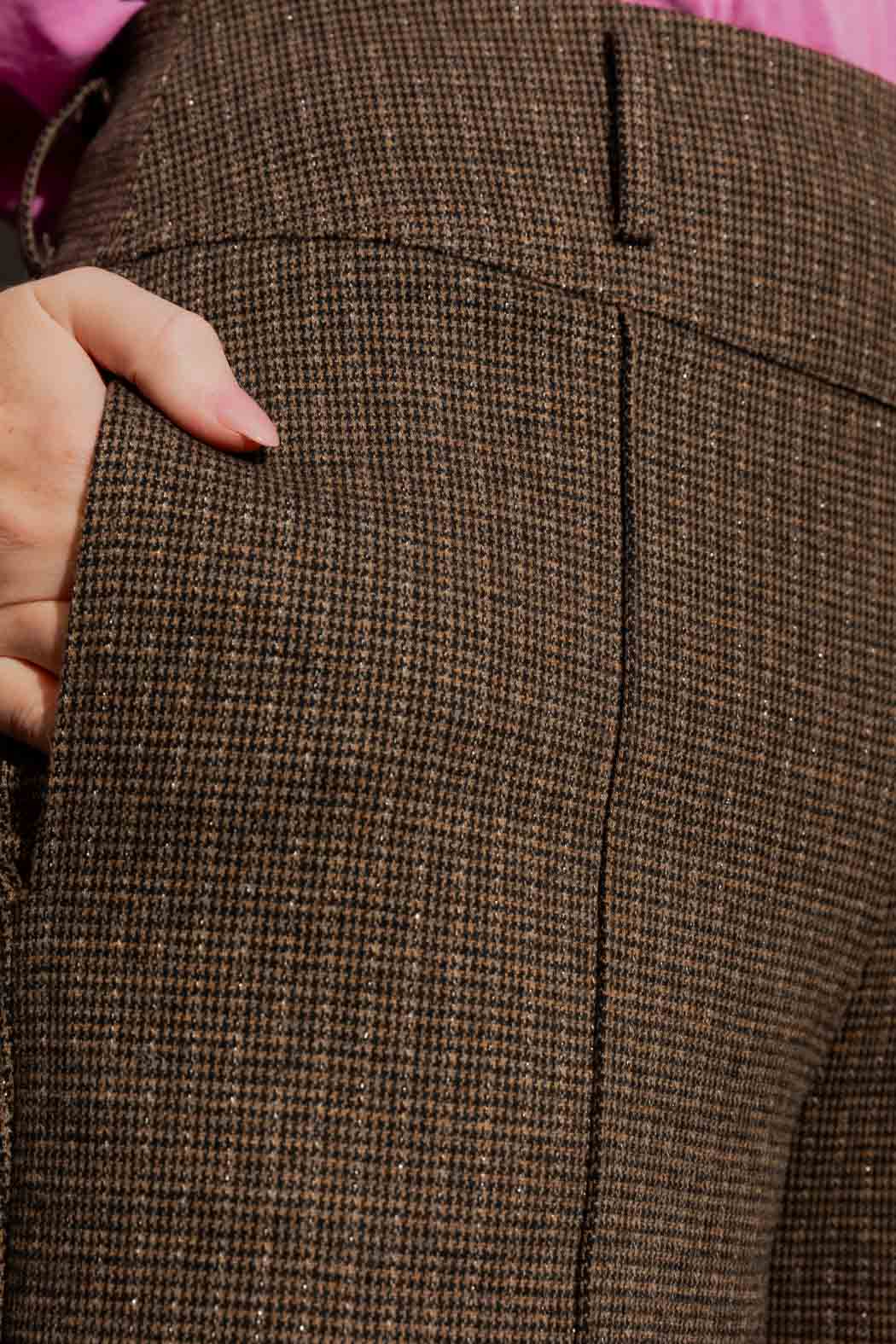 Brown Check Pintuck Culotte Brown Check
