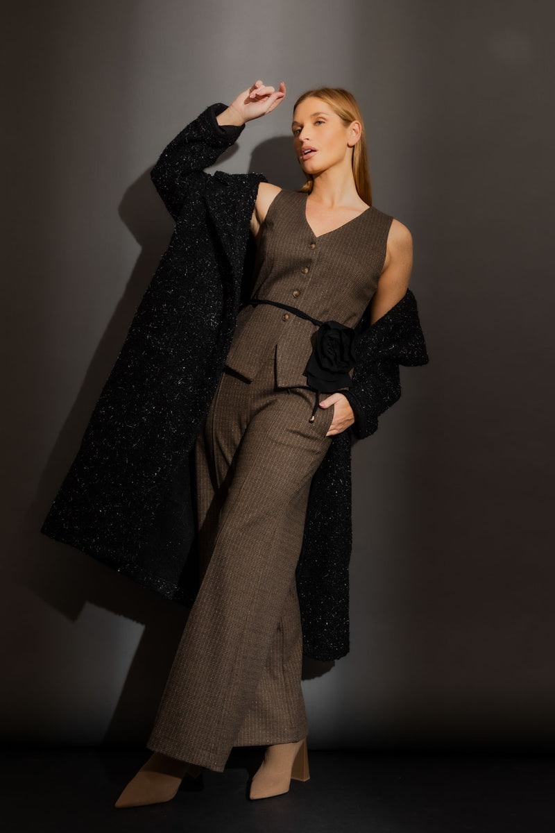 Brown Check Pintuck Culotte Brown Check