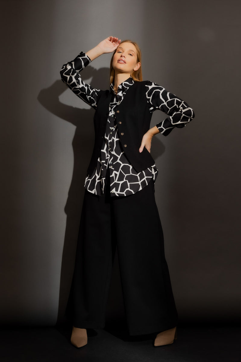 Black Ponte Tailored Vest