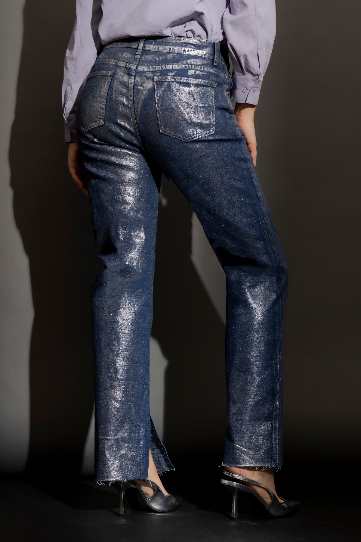 Silver Foil Denim Jean
