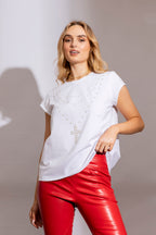 Pearls Cross T-shirt White