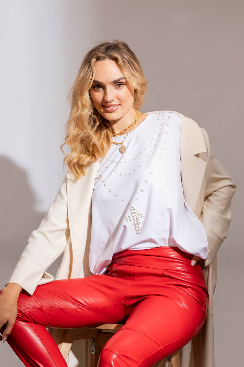 Pearls Cross T-shirt White