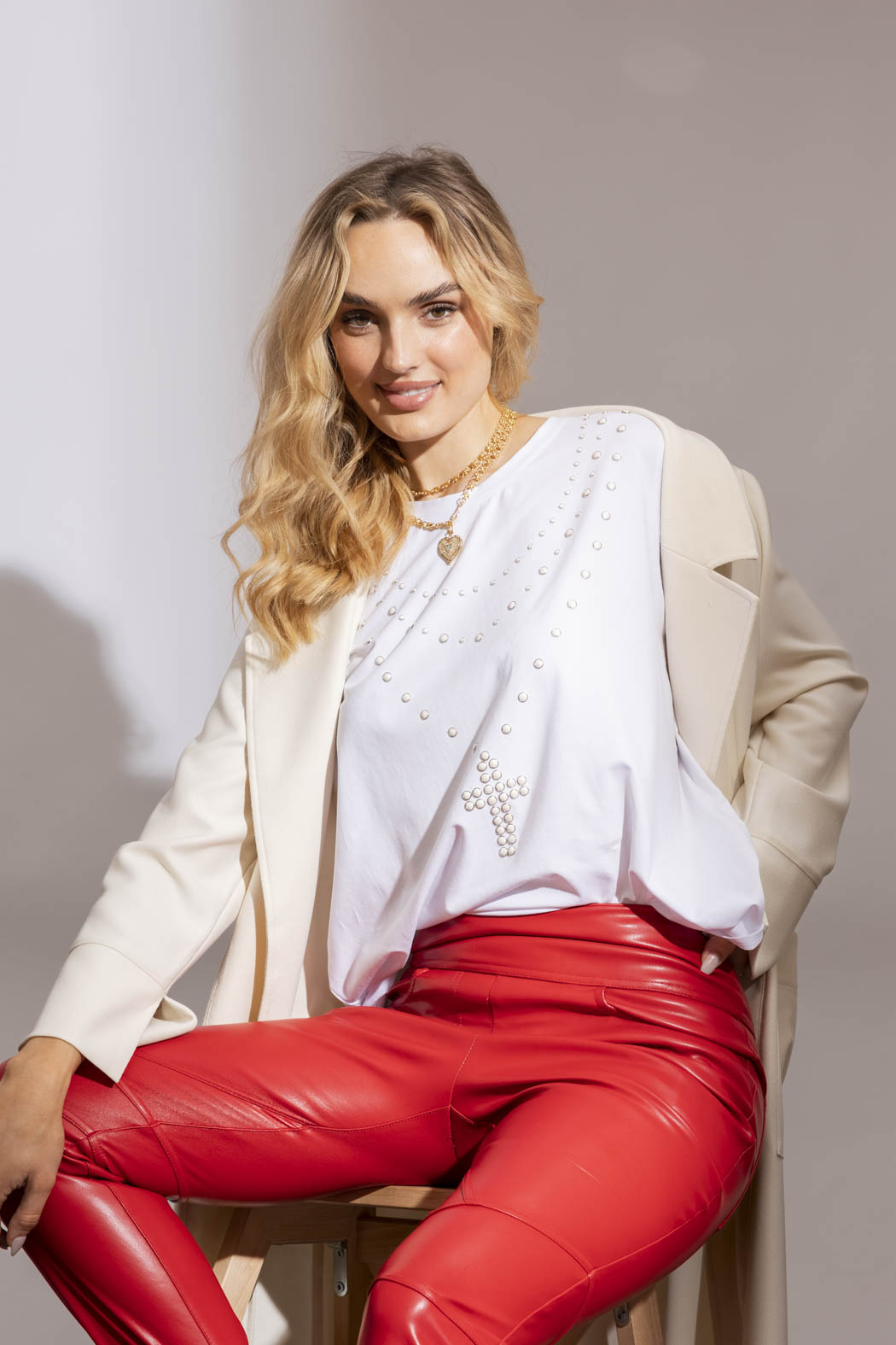 Pearls Cross T-shirt White