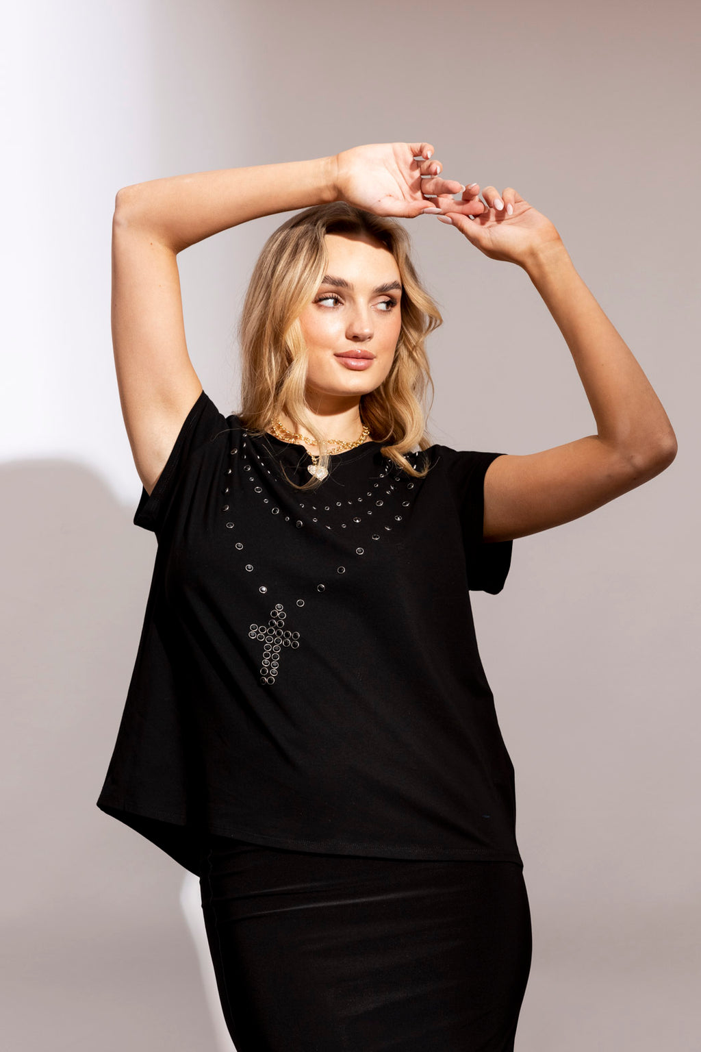 Crystal Cross T-shirt Black