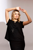 Crystal Cross T-shirt Black