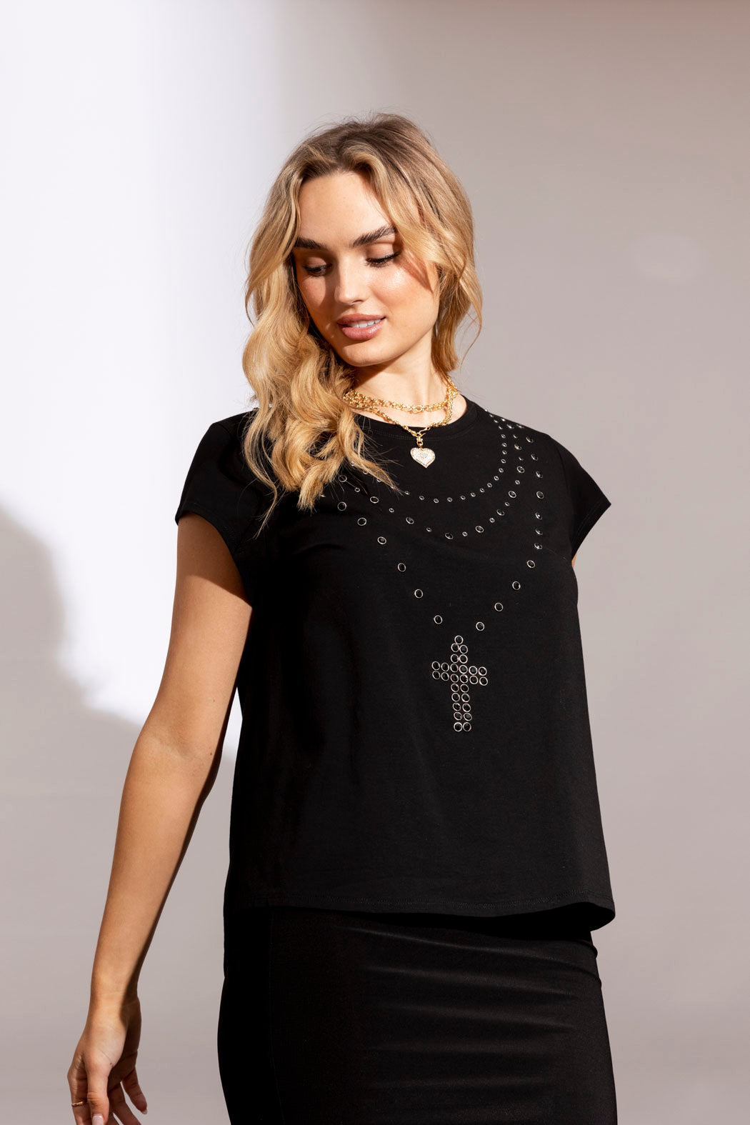 Crystal Cross T-shirt Black
