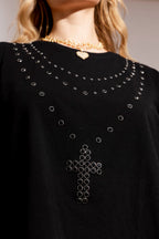Crystal Cross T-shirt Black