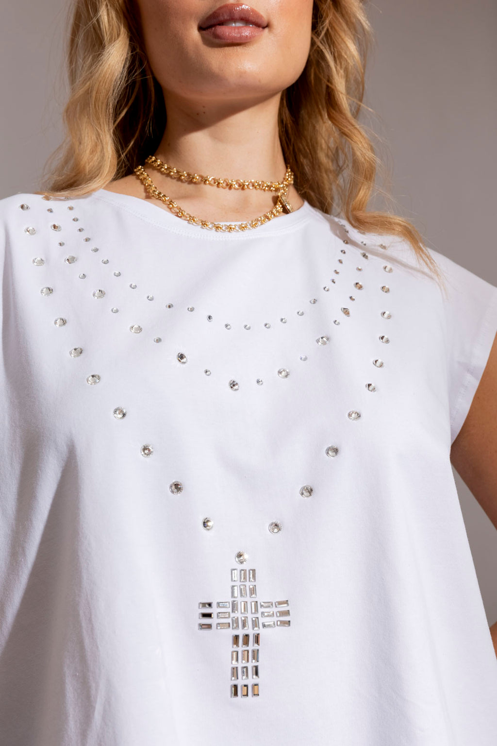 Crystal Cross T-shirt White