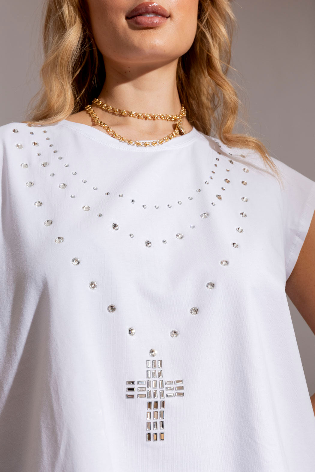 Crystal Cross T-shirt White