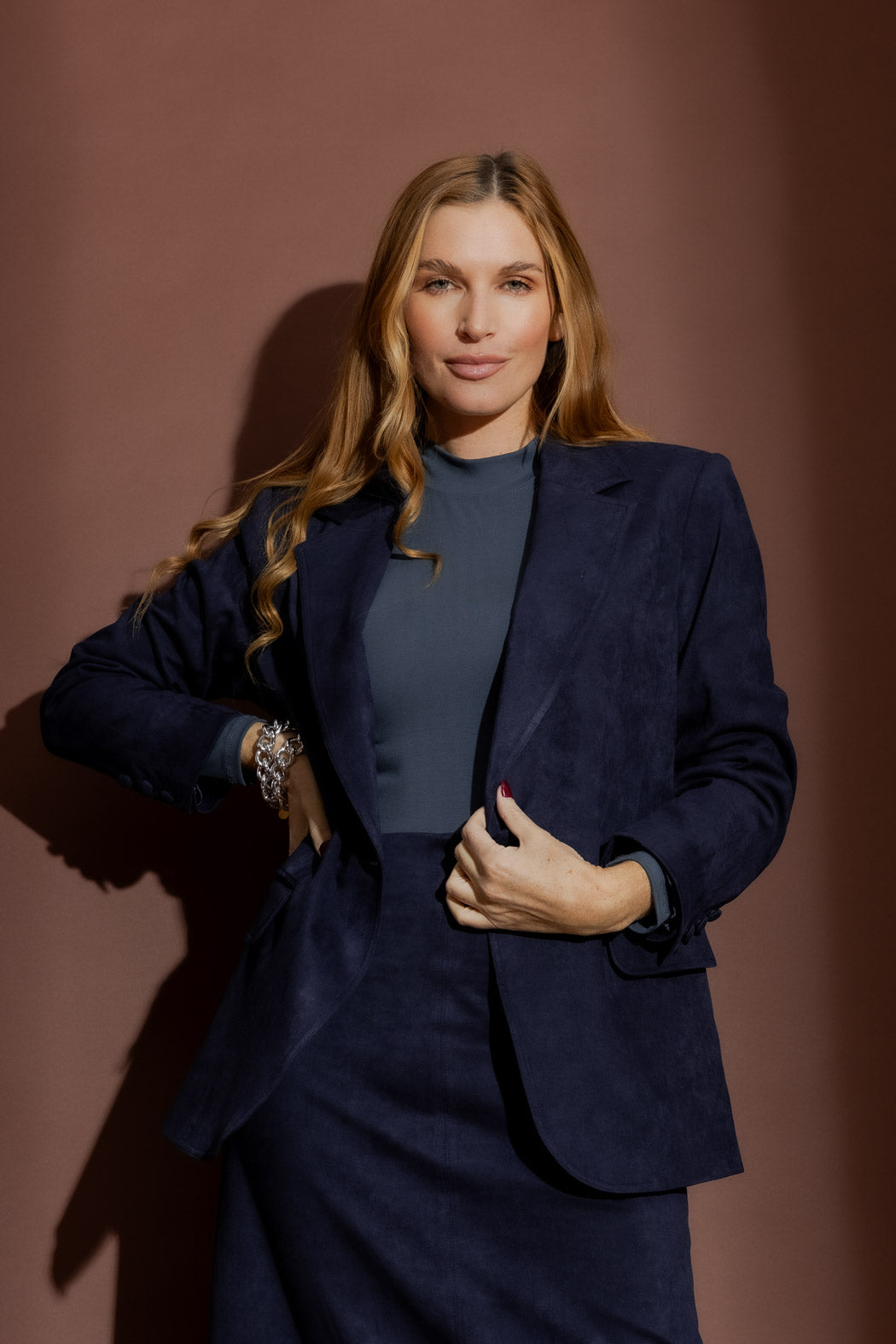Navy Suede Blazer
