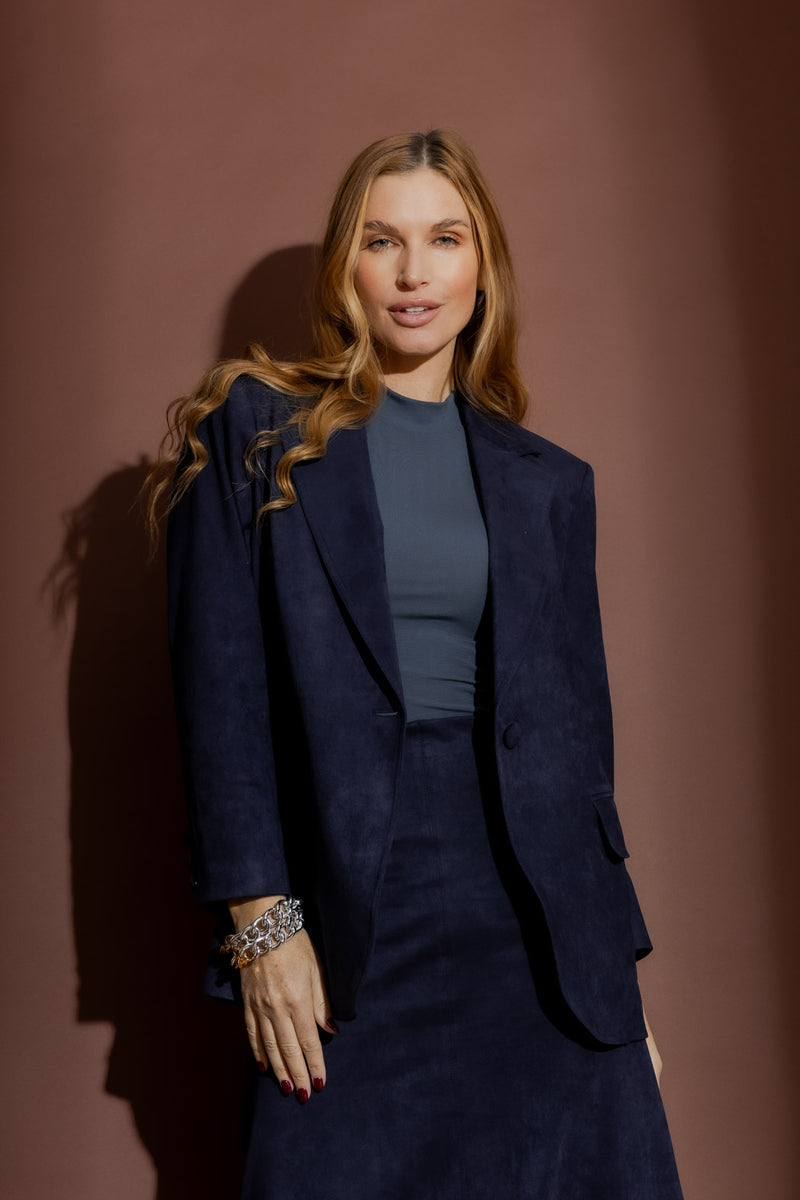 Navy Suede Blazer