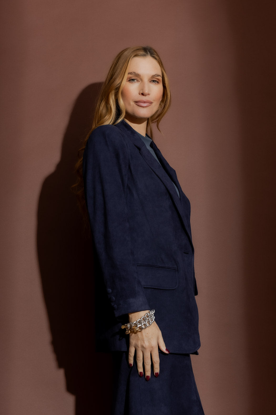 Navy Suede Blazer