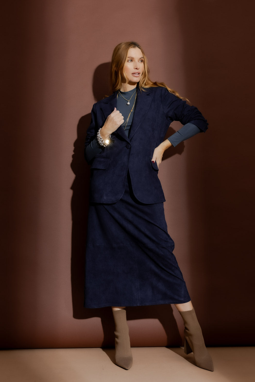 Navy Suede Blazer