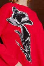 Red Flower Knit Jumper Red S