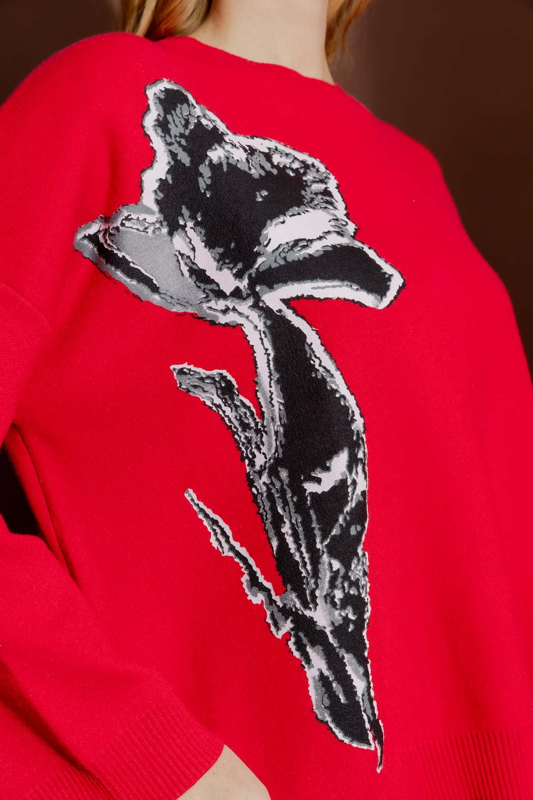 Red Flower Knit Jumper Red S