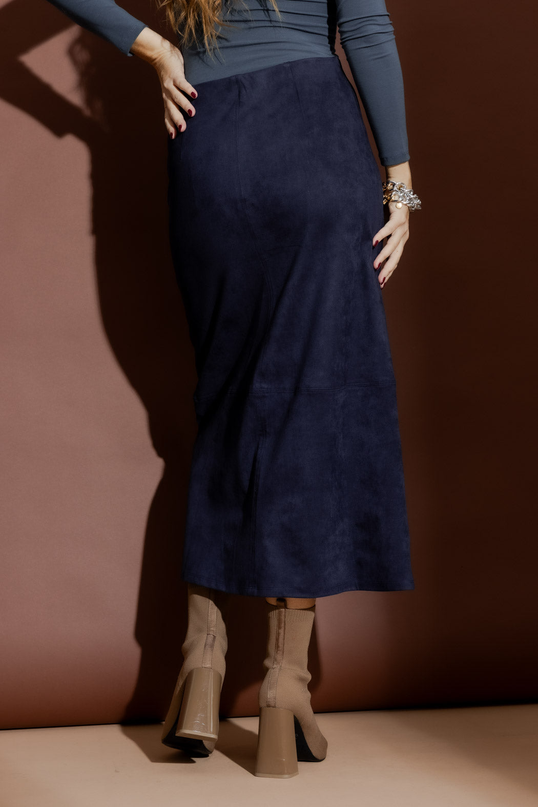 Navy Suede Skirt