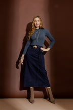 Navy Suede Skirt