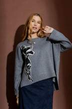 Grey Flower Knit Jumper Grey S