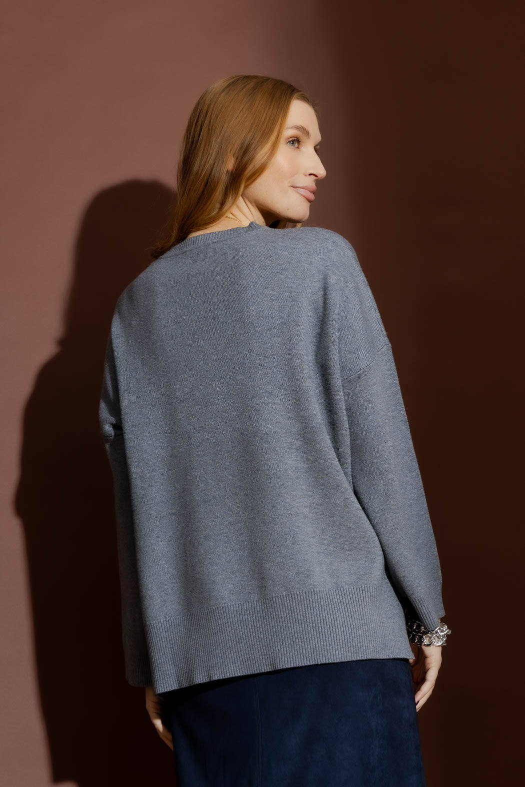 Grey Flower Knit Jumper Grey S