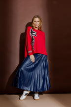 Red Flower Knit Jumper Red S