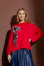 Red Flower Knit Jumper Red S