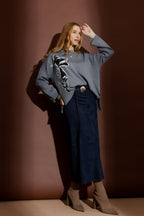 Grey Flower Knit Jumper Grey S