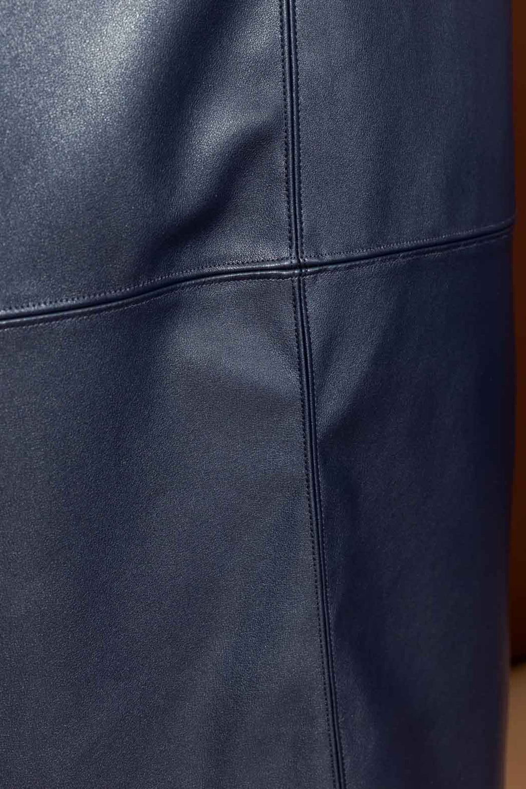 Navy Faux Leather Skirt