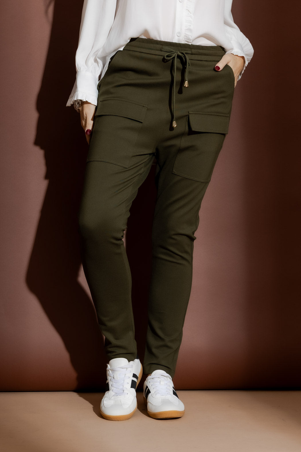 Khaki Ponte Jogger Cargo Pant