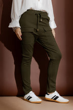 Khaki Ponte Jogger Cargo Pant