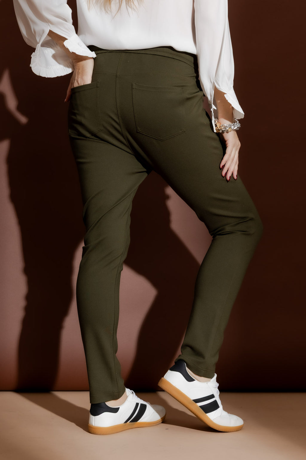 Khaki Ponte Jogger Cargo Pant