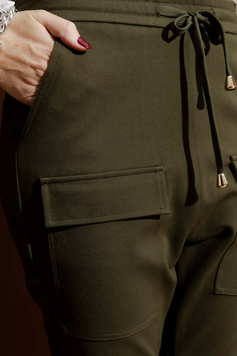 Khaki Ponte Jogger Cargo Pant