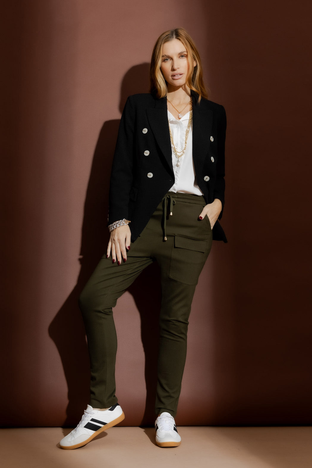 Khaki Ponte Jogger Cargo Pant