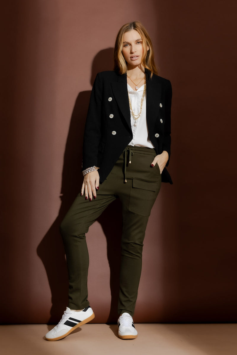 Khaki Ponte Jogger Cargo Pant