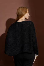 Black Fluffy Crew Neck Jumper