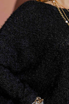 Black Fluffy Crew Neck Jumper