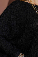 Black Fluffy Crew Neck Jumper