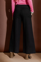 Black Ponte Pintuck Jet Culotte