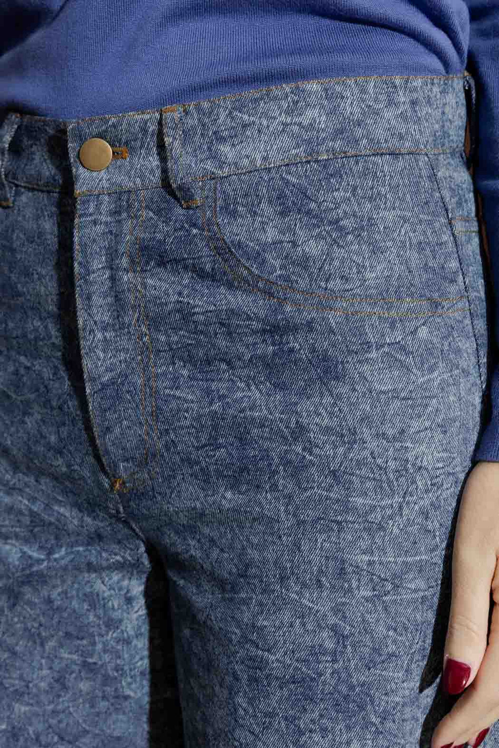 Blue Marble Denim Barrel Jean