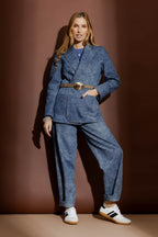 Blue Marble Denim Barrel Jean