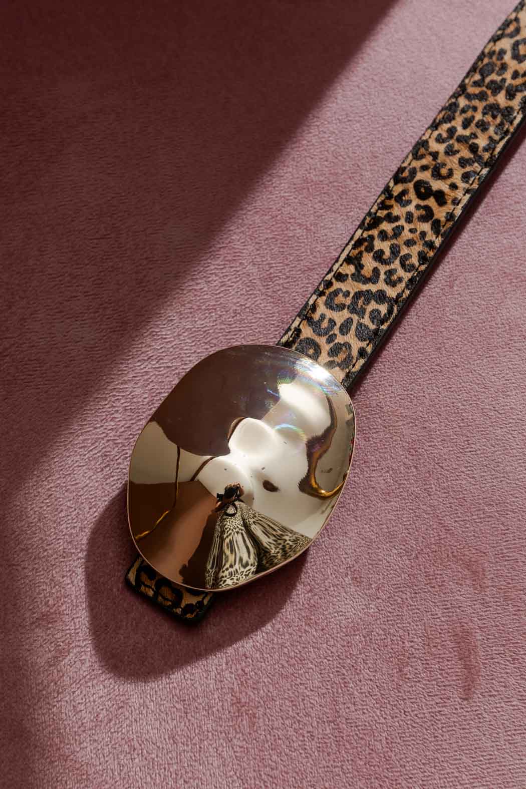 Leopard Gold Dome Belt Leopard L/Xl