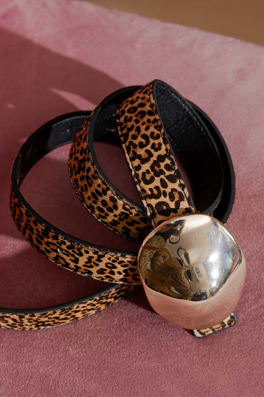 Leopard Gold Dome Belt Leopard L/Xl