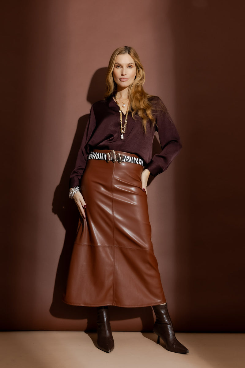 Tan Faux Leather Skirt