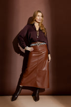 Tan Faux Leather Skirt